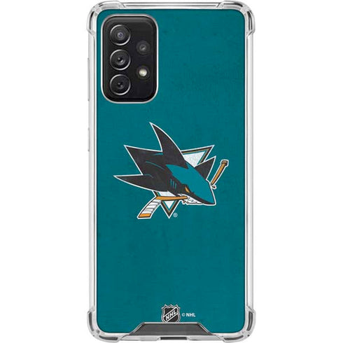 NHL San Jose Sharks Distressed Galaxy A72 5G Clear Case